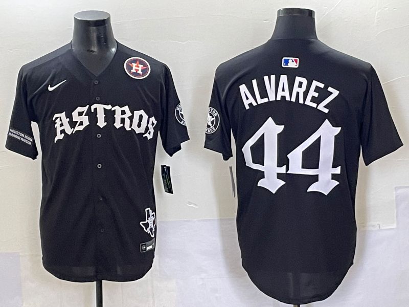 Men 2025 Houston Astros 44 Alvarez Black Seven generations Joint Name Nike MLB Jersey style 14